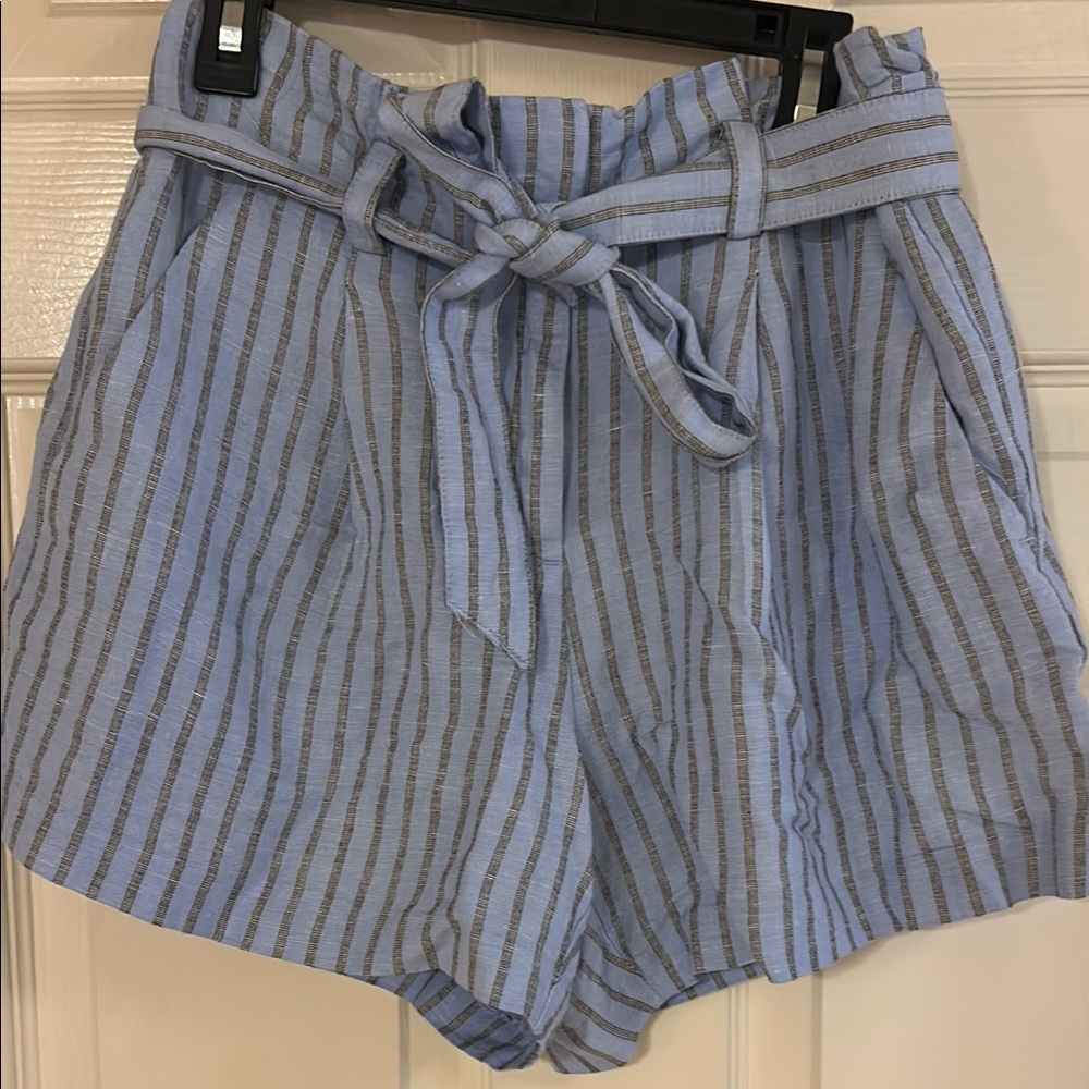 LOFT High Waist Blue Striped Shorts size xs
